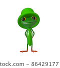 3D Illustration Frog in a Green Hat 86429177