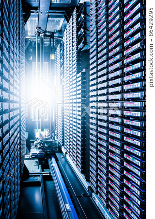 data storage towers filled with hard disks 86429295
