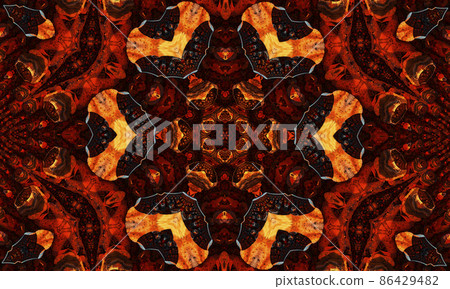 Ginger groovy kaleidoscope abstract seamless pattern with round kaleidoscopic glowing elements Ginger groovy kaleidoscope abstract seamless pattern with round kaleidoscopic glowing elements 86429482