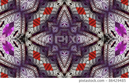 Purple repeating flower ornate mandala pattern background - abstract symmetrical ornament wallpaper graphic. 86429485