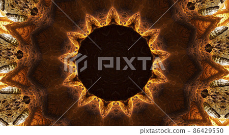 beige star on brown background, abstract flower kaleidoscope 86429550