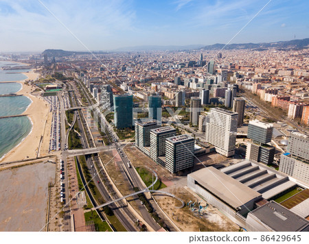 Aerial view of Diagonal Mar i el Front Maritim del Poblenou, Barcelona 86429645
