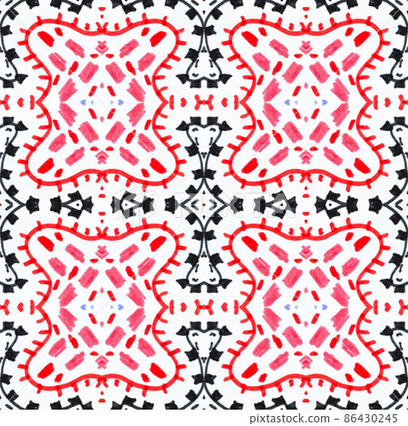 Watercolor mosaic. Abstract geometric ethnic ornament. 86430245