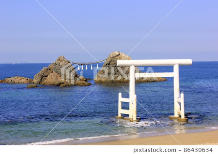 糸島｜二見浦｜白鳥居｜大海｜日落｜自然｜岩石 86430634