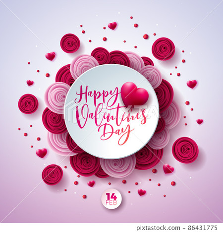 Happy Valentines Day Design with Rose Flower,... - Stock Illustration ...