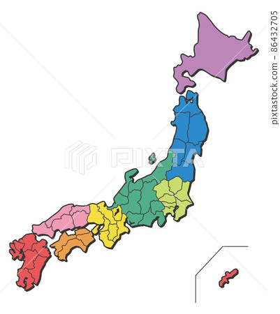 日本地圖（地區劃分）有縣界 86432705