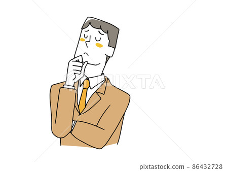 A businessman who is thinking, a comical... - Stock Illustration ...