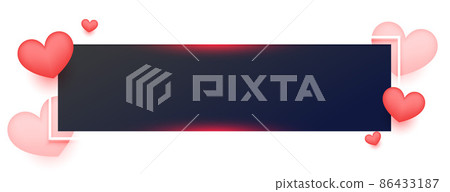 valentines day 3d hearts banner with text space - Stock Illustration ...
