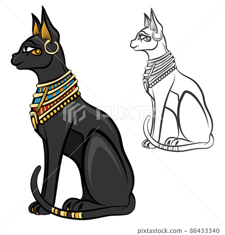 Egypt cat goddess bastet vector 86433340