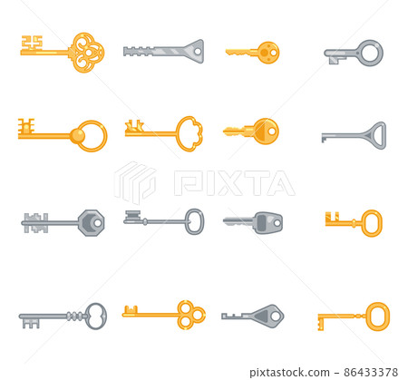 Key vector flat icons set - Stock Illustration [86433378] - PIXTA