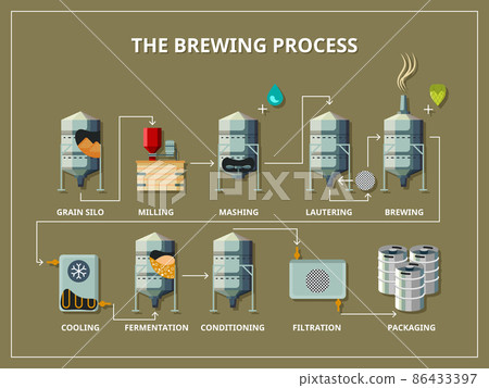 Brewery process infographic in flat style 86433397