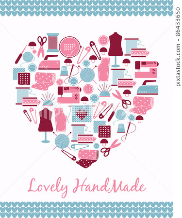 Lovely handmade. Heart shape sign of sewing, knitting 86433650