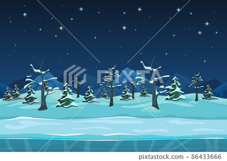 Seamless cartoon winter night landscape Seamless cartoon winter night landscape 86433666