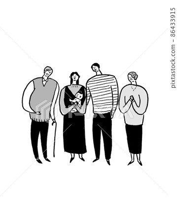 女性抱嬰,男性和老父親,家庭(垂直,居中) 女性抱嬰,男性和老父親,家庭(垂直,居中) 86433915