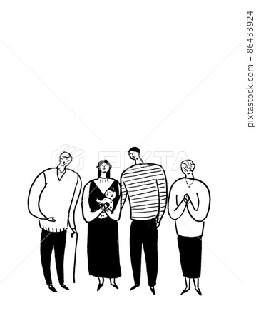 女抱娃,男老爹,家庭,線描(豎,中下排列) 女抱娃,男老爹,家庭,線描(豎,中下排列) 86433924