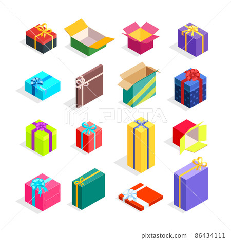 Isometric Gift Boxes Set Isometric Gift Boxes Set 86434111
