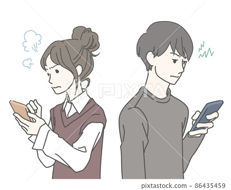 Young men and women fighting-smartphones, SNS, netoge 86435459
