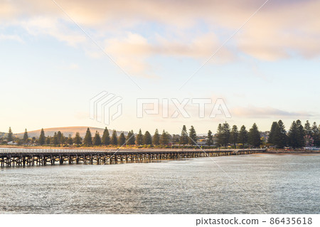 Victor Harbor causeway viewed from the Granite Island 86435618