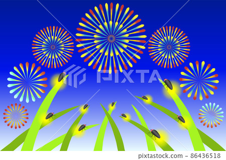 [Summer image] Fireworks and fireflies 86436518