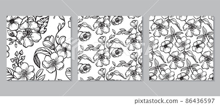 Collection of vector hand drawn seamless... - Stock Illustration ...