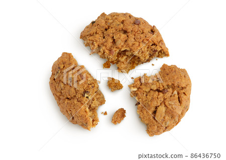 oatmeal cookies with flax, pumpkin and sunflower seeds with clipping path and full depth of field. Top view. Flat lay oatmeal cookies with flax, pumpkin and sunflower seeds with clipping path and full depth of field. Top view. Flat lay 86436750