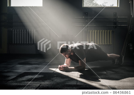 Strong Man Do Plank Exercises . 86436861
