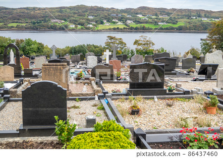 Cemetry with Atlantic view in Killybegs, County Donegal - Ireland 86437460