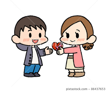 Men and women handing out Valentine's Day gifts Men and women handing out Valentine's Day gifts 86437653