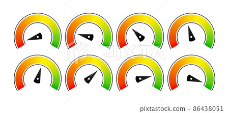 Credit score speedometer set on white... - Stock Illustration [86438051 ...
