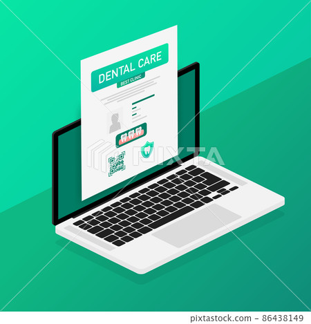 Dental care concept. Isometric icon. Vector design. Medical insurance card icon Dental care concept. Isometric icon. Vector design. Medical insurance card icon 86438149