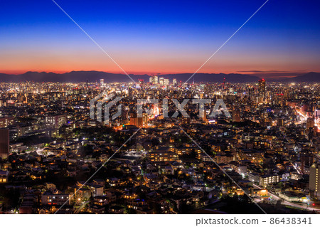 Night view of Nagoya Station from Higashiyama Sky Tower in Nagoya City 86438341