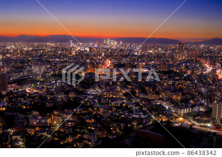 Night view of Nagoya Station from Higashiyama Sky Tower in Nagoya City 86438342