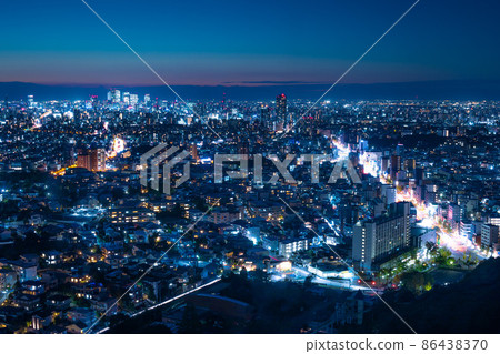Night view of Nagoya Station from Higashiyama Sky Tower in Nagoya City Night view of Nagoya Station from Higashiyama Sky Tower in Nagoya City 86438370