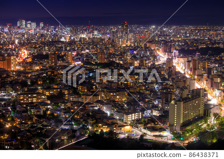 Night view of Nagoya Station from Higashiyama Sky Tower in Nagoya City 86438371