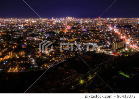 Night view of Nagoya Station from Higashiyama Sky Tower in Nagoya City 86438372
