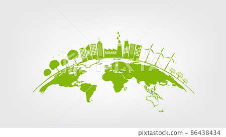 Ecology concept with green city on earth, World environment and sustainable development concept 86438434