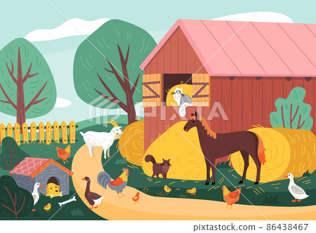 Farm Animal Colored Composition 86438467