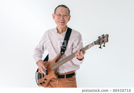 Senior male hobby guitar bass Senior male hobby guitar bass 86438718