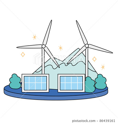 Illustration of wind power and solar power 86439161