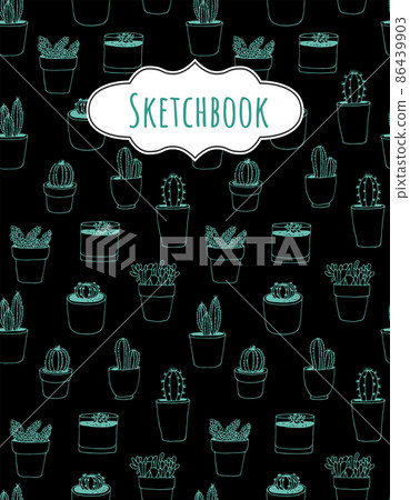 Cactus hand drawn vector seamless sketch pattern - Stock Illustration ...