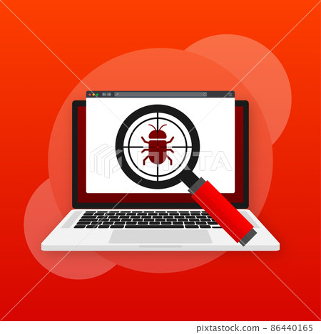 Virus loupe. Searching virus. Microbe icon. Cyber secure. Virus loupe. Searching virus. Microbe icon. Cyber secure. 86440165