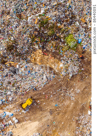 Aerial view on landfill waste dump 86440891