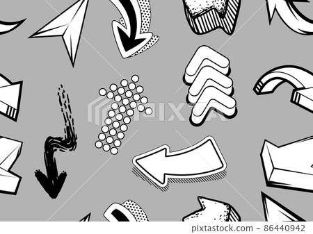 Seamless pattern with abstract graffiti arrows. Cartoon teenage creative image. Seamless pattern with abstract graffiti arrows. Cartoon teenage creative image. 86440942