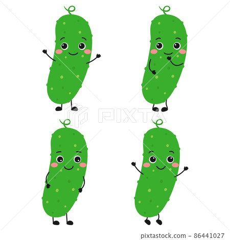 cartoon cucumber characters set in flat style cartoon cucumber characters set in flat style 86441027
