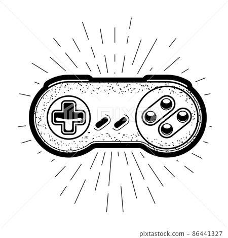 Obsolete game controller, rounded gamepad, retro joystick, vector 86441327