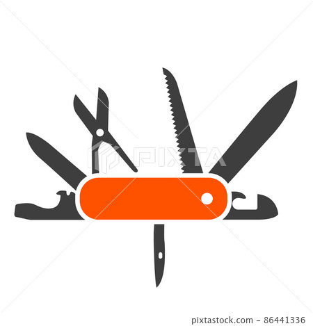 Swiss folding knife flat icon, army multitool jack-knife, clasp-knife, vector 86441336