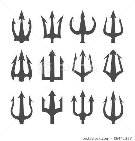 Set of devil tridents collection of satan staff trident, pitchfork, vector 86441337