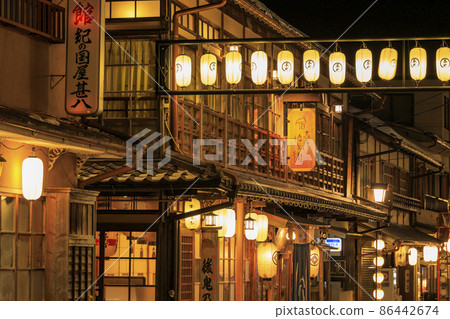 Togawa Onsen night view of the hot spring town 86442674
