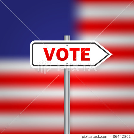 Vote usa in american style. Blue vote usa on green background. Vector icon Vote usa in american style. Blue vote usa on green background. Vector icon 86442801