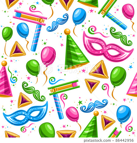 Vector Purim Seamless Pattern 86442956